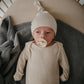 Mushie Knitted Baby Blanket Ribbed Dark Gray Melange - Laadlee
