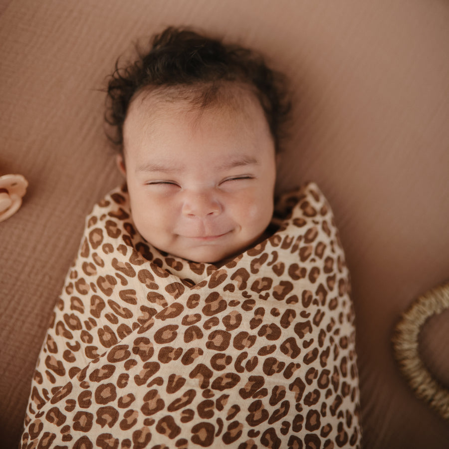 Mushie Swaddle - Leopard - Laadlee
