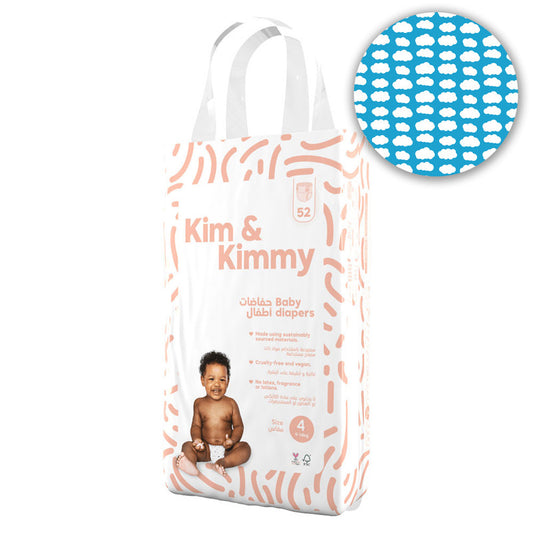Kim & Kimmy - Size 4 Little Clouds Diapers, 9 - 14kg, qty 52 - Laadlee