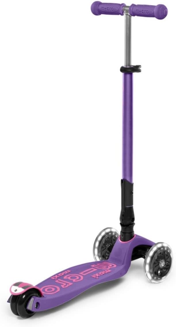 Maxi Micro Deluxe Foldable LED Scooter - Purple - Laadlee