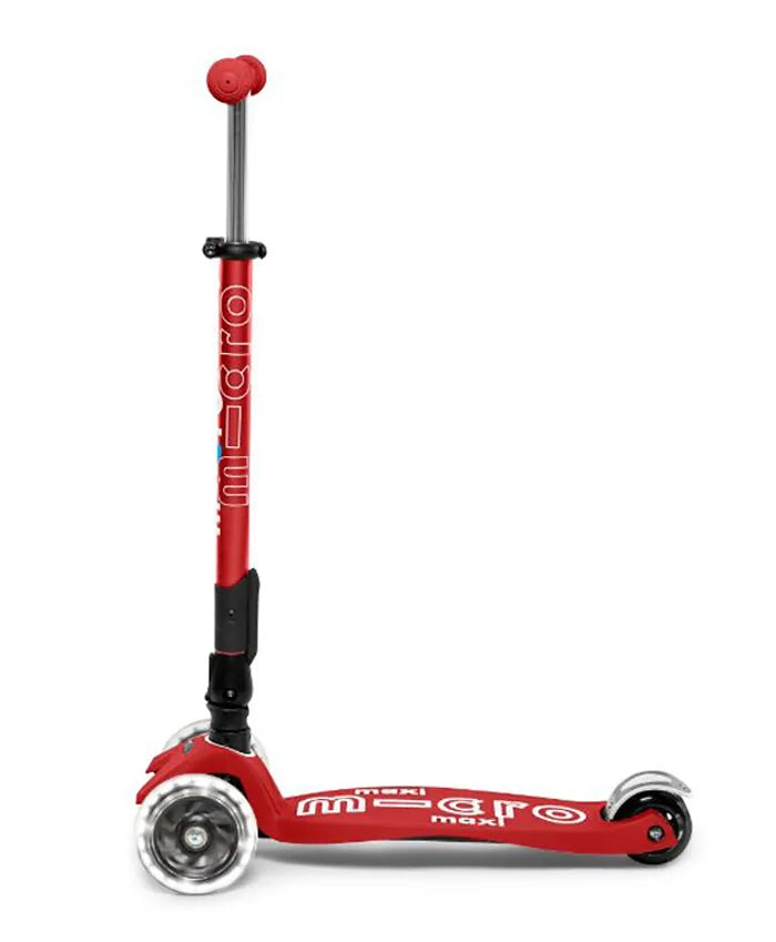 Maxi Micro Deluxe Foldable LED Scooter - Red - Laadlee