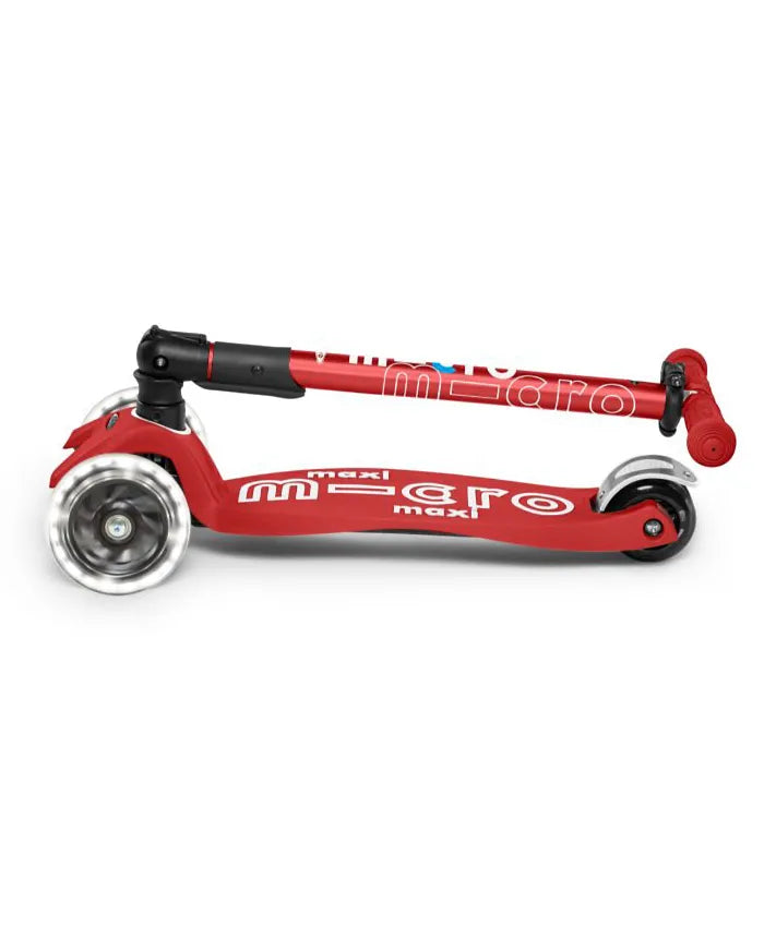 Maxi Micro Deluxe Foldable LED Scooter - Red - Laadlee