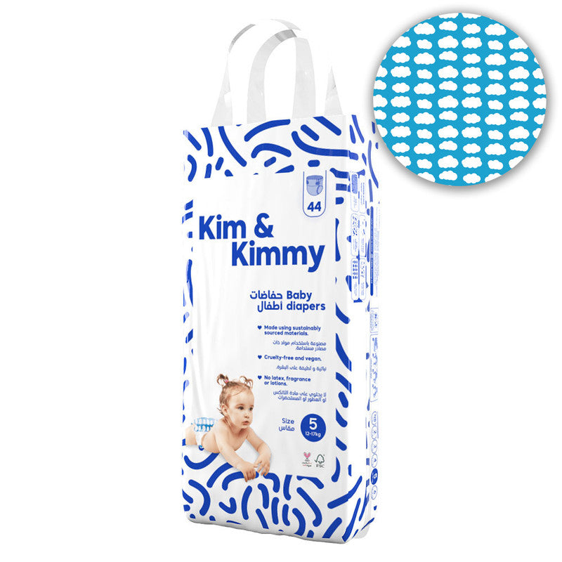 Kim & Kimmy - Size 5 Little Clouds Diapers, 12-17kg, qty 44 - Laadlee