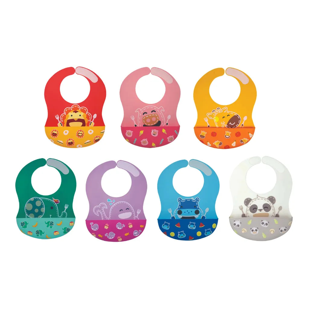 Marcus & Marcus - Wide Coverage Silicone Baby Bib - Pebble - Laadlee