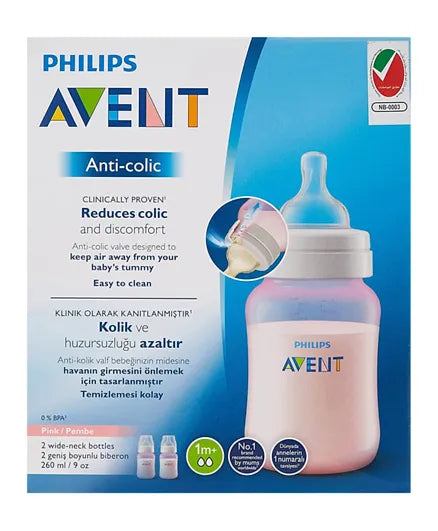 Philips Avent Anti-Colic Bottle Pink 260ml (Pack of 2) - Laadlee