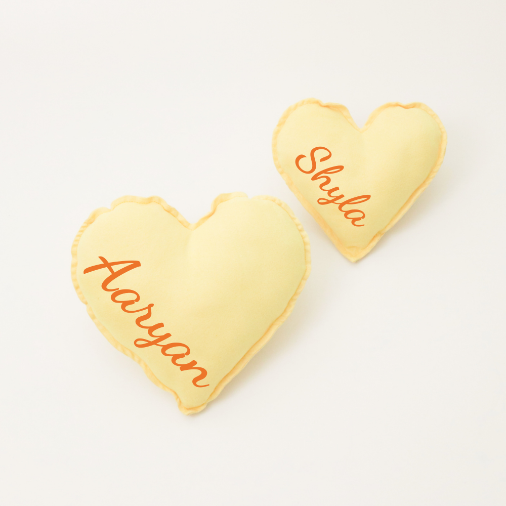 Yellow Doodle Cushion - Yellow Hearts (Set of 2) - Laadlee