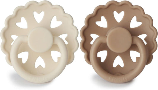 Frigg Fairytale Latex Baby Pacifier 6M-18M, 2Pack, Cream/Silky Satin - Size 2 - Laadlee