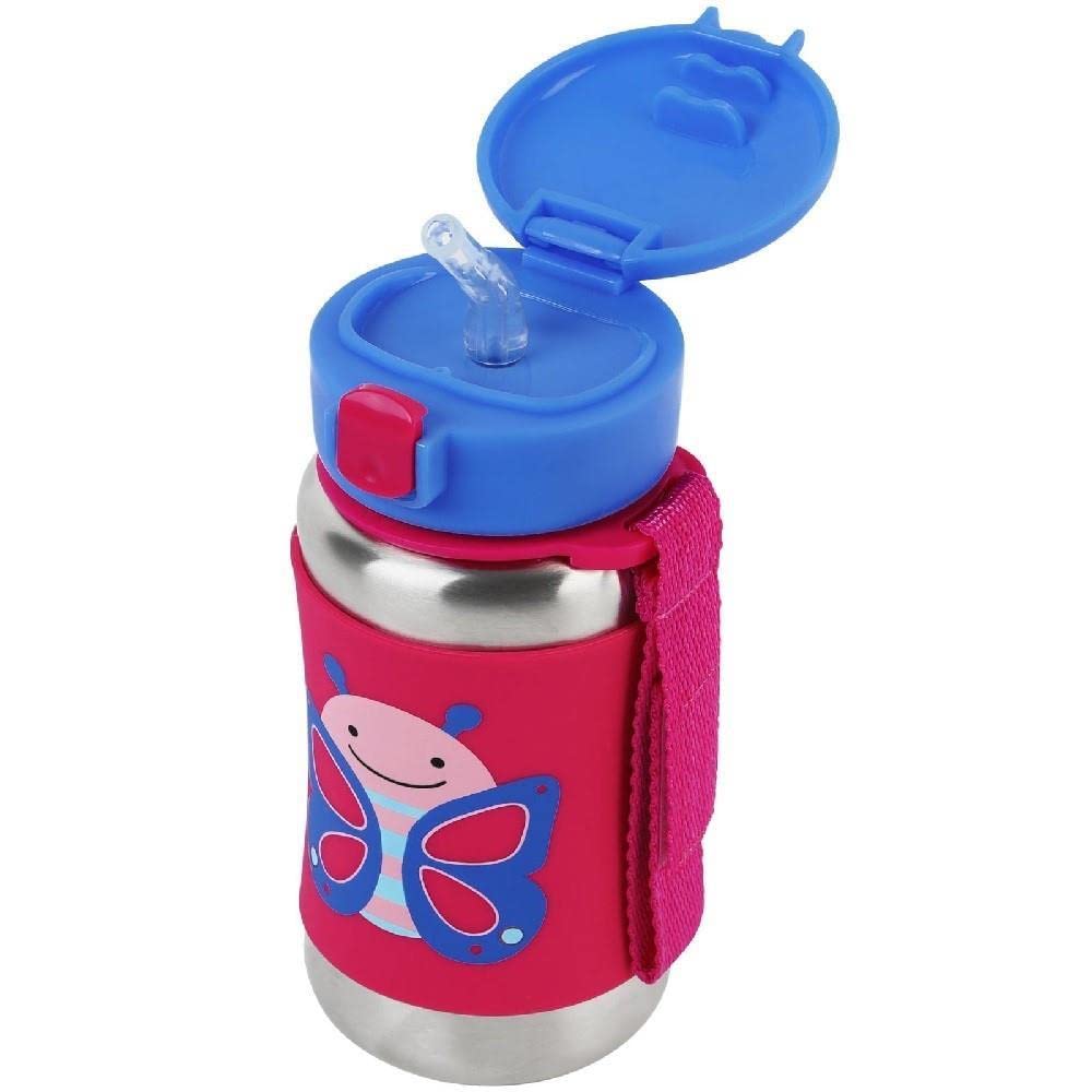 Skip Hop Zoo Stainless Steel Straw Bottle 350ml - Butterfly - Laadlee