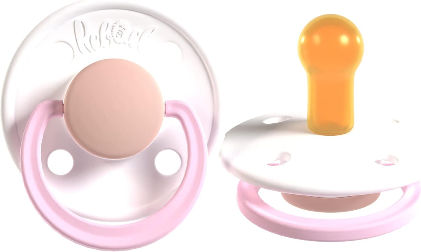 Rebael Fashion Round Pacifier Size 1 - Snowy Soft Flamingo - Laadlee