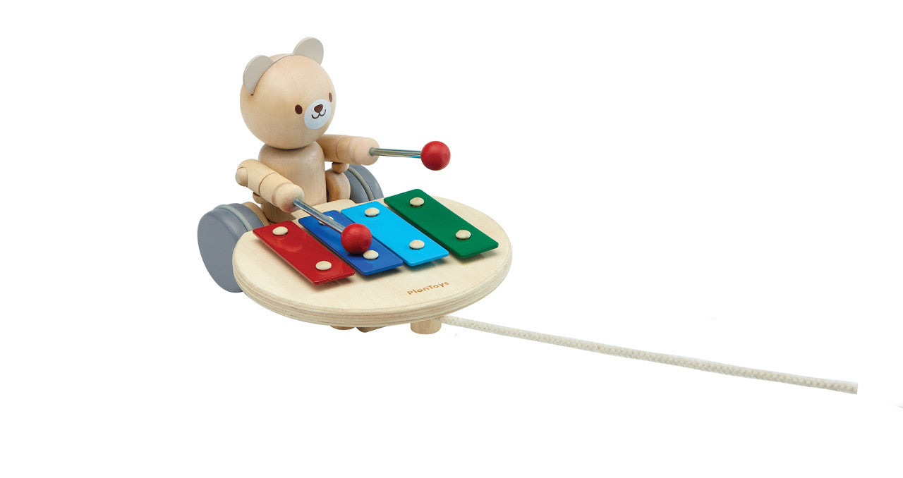 PlanToys Pull-Along Musical Bear - Laadlee