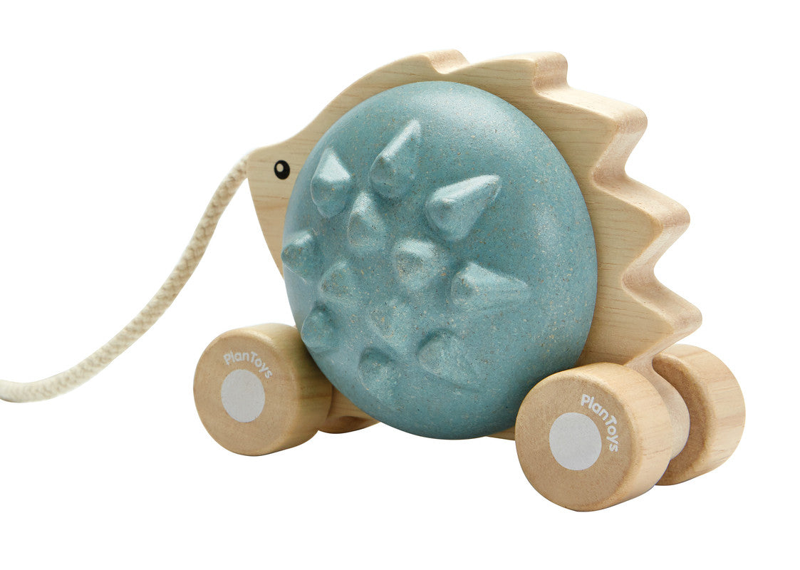 PlanToys Pull-Along Hedgehog - Blue - Laadlee