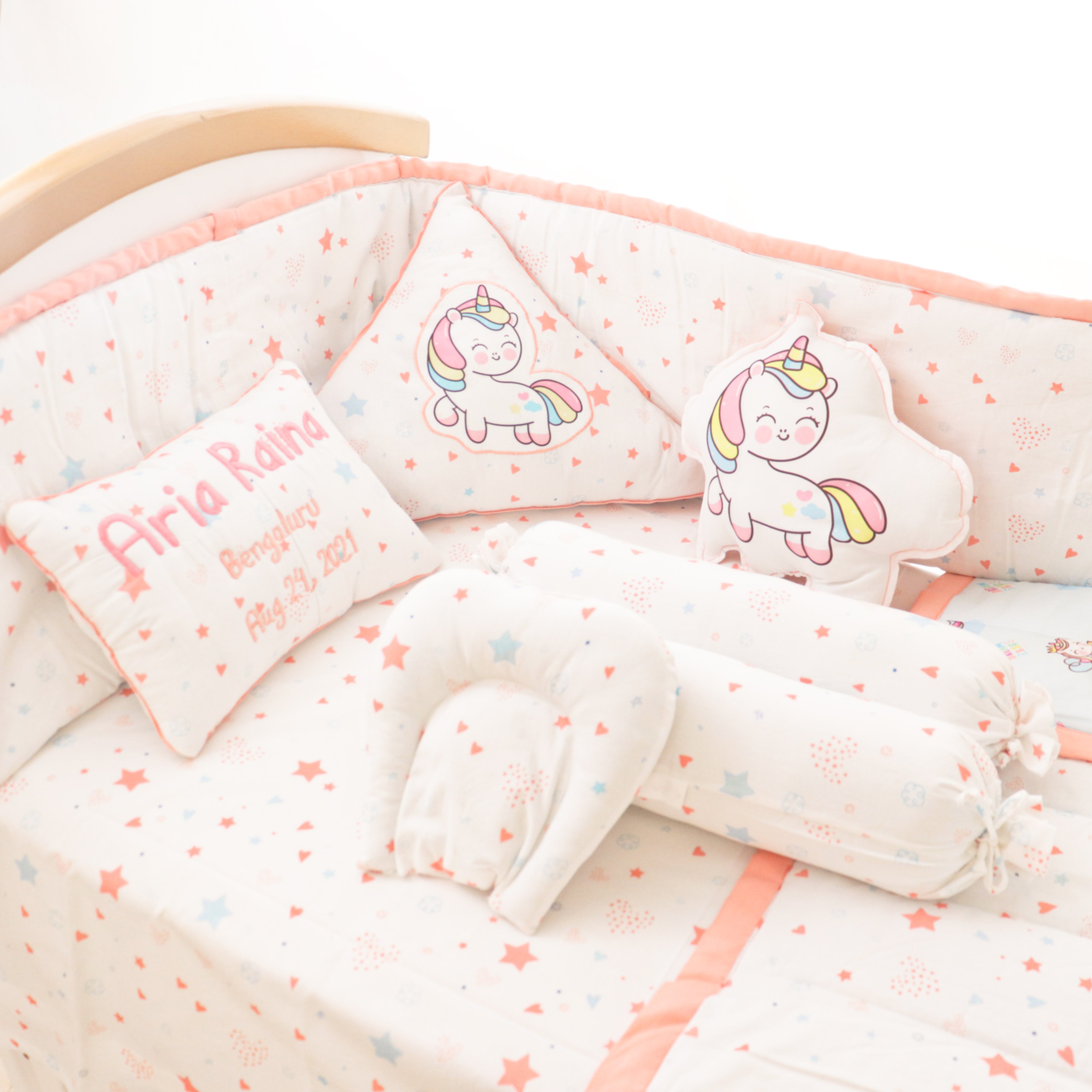 Yellow Doodle Cushion - Unicorn - Laadlee