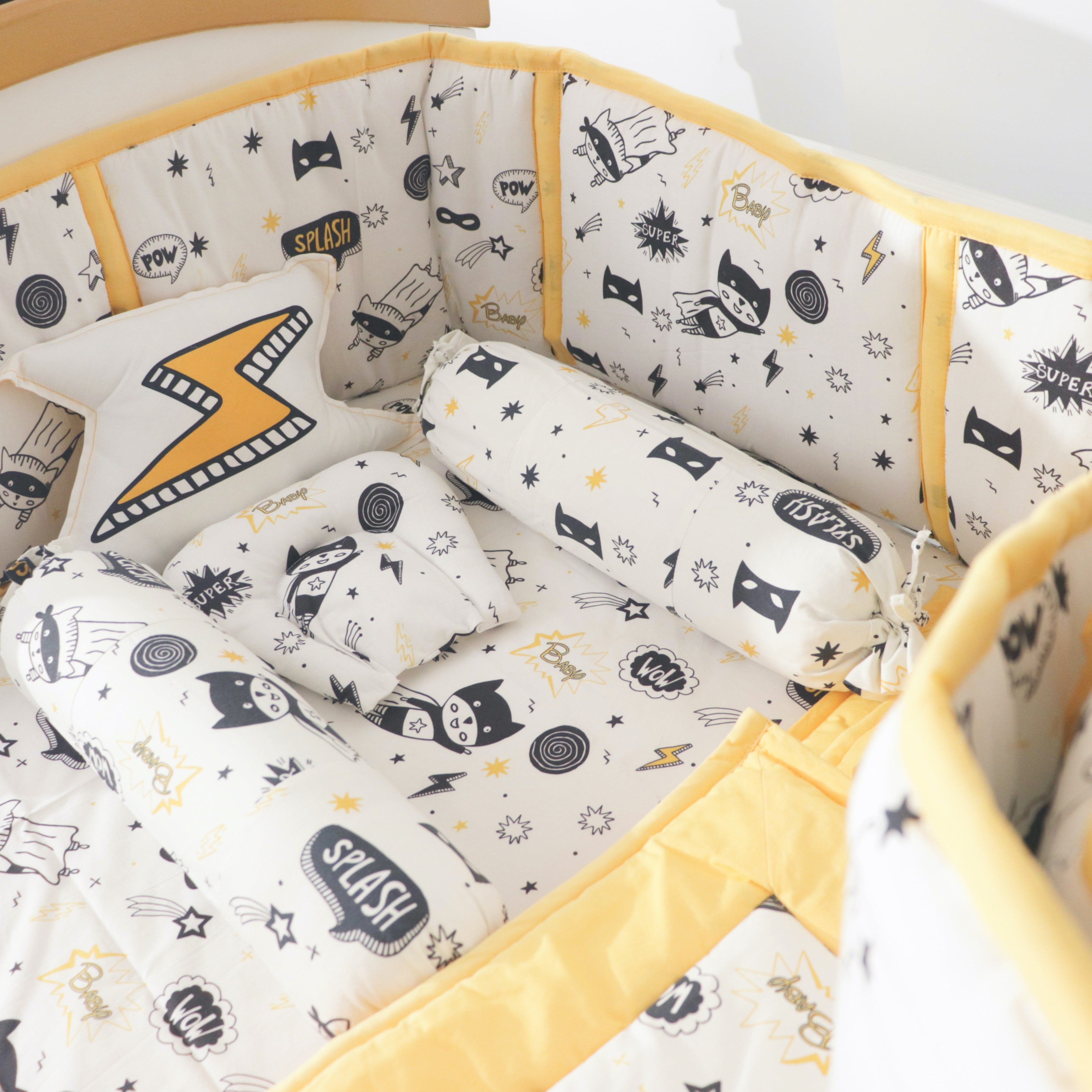 Yellow Doodle Cushion - Flash - Laadlee