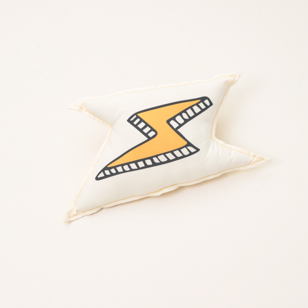 Yellow Doodle Cushion - Flash - Laadlee