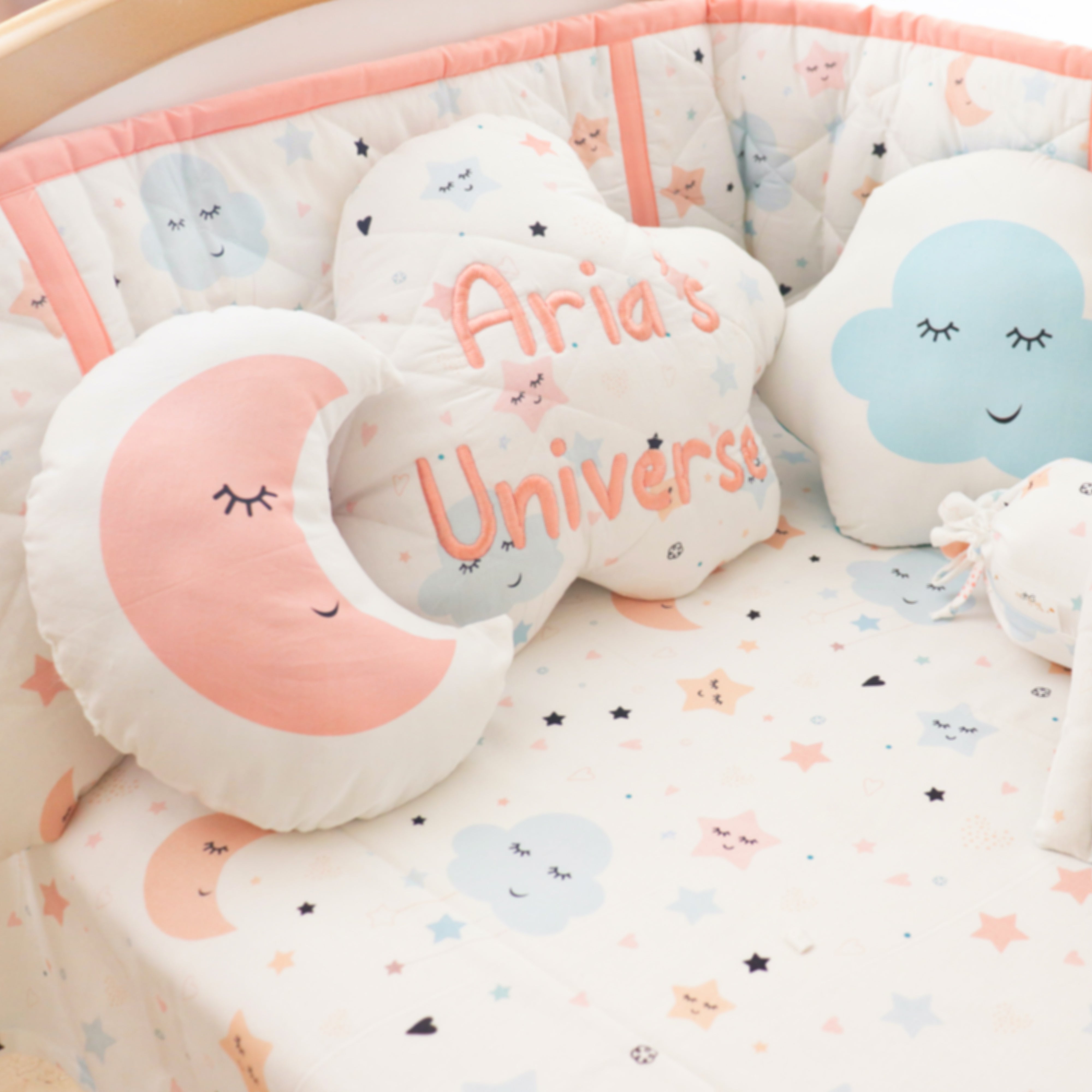 Yellow Doodle Cushion - Moon - Laadlee