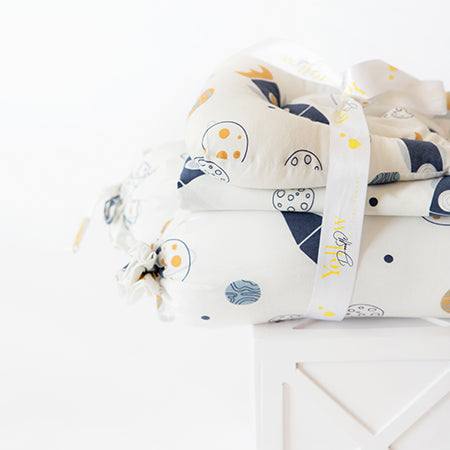 Yellow Doodle Cot Bedsheet Set - Child Of The Universe - Laadlee