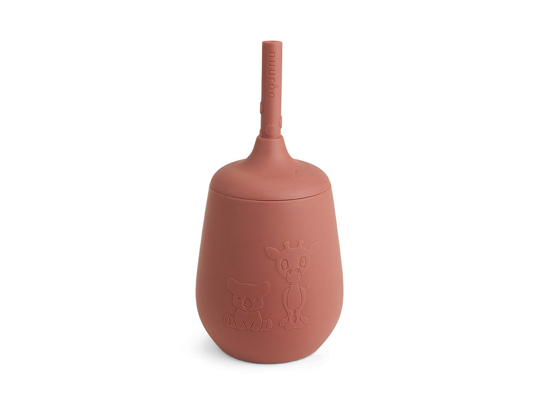 Nuuroo Adita Silicone Cup with Straw - Mahogany - Laadlee