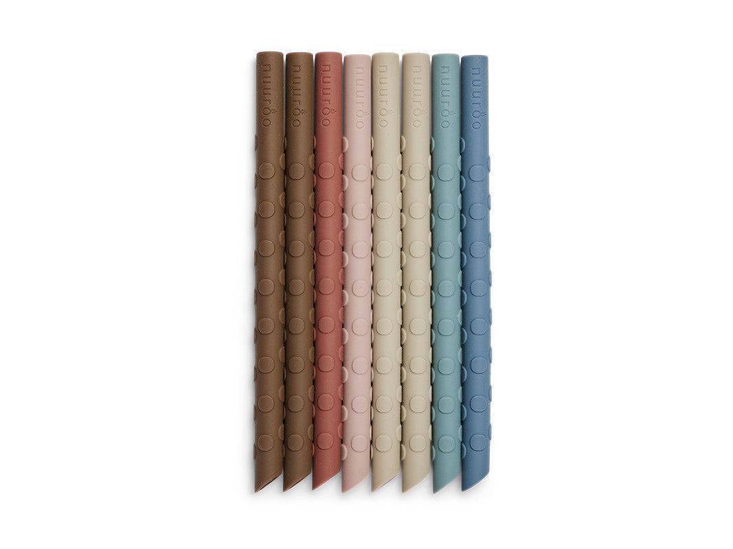 Nuuroo Ada Silicone Straw 8-pack - Mix Colors - Laadlee