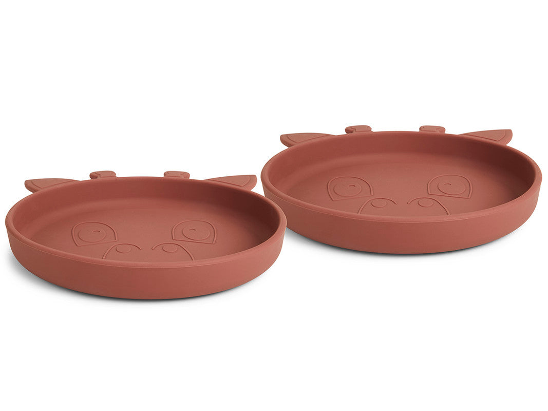 Nuuroo Akila Silicone Plate 2-pack Giraffe - Mahogany - Laadlee