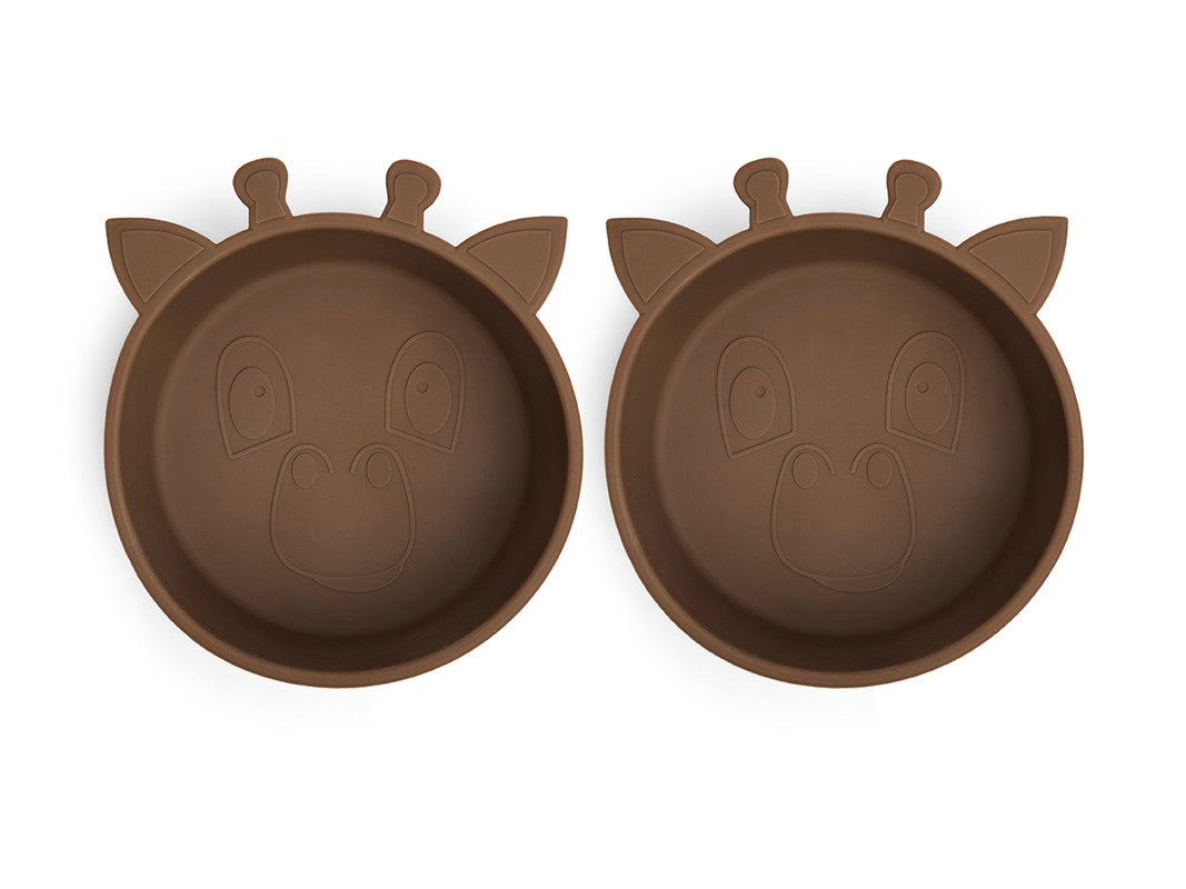 Nuuroo Alex Silicone Deep Plate 2-pack Giraffe - Acorn - Laadlee