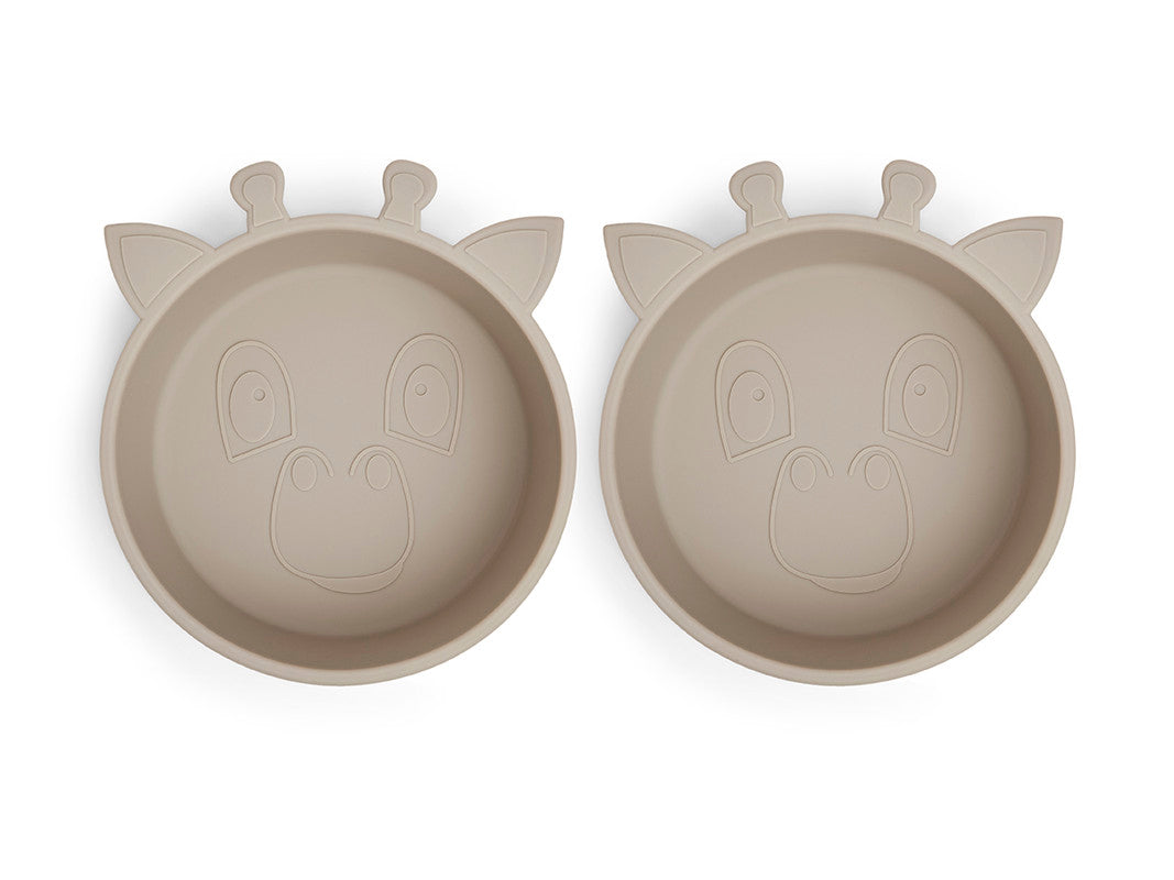 Nuuroo Alex Silicone Deep Plate 2-pack Giraffe - Cobblestone - Laadlee