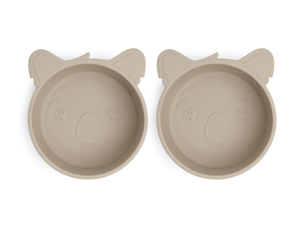 Nuuroo Alex Silicone Deep Plate 2-pack Koala - Cobblestone - Laadlee