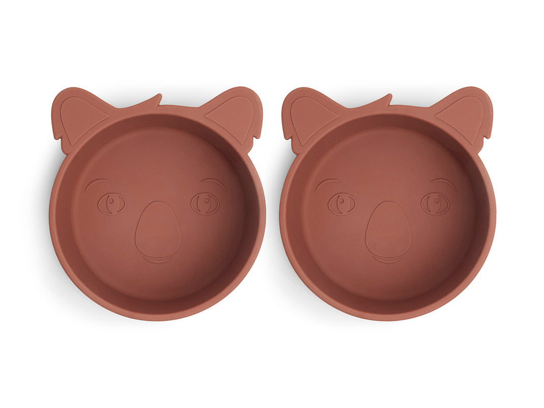 Nuuroo Alex Silicone Deep Plate 2-pack Koala - Mahogany - Laadlee
