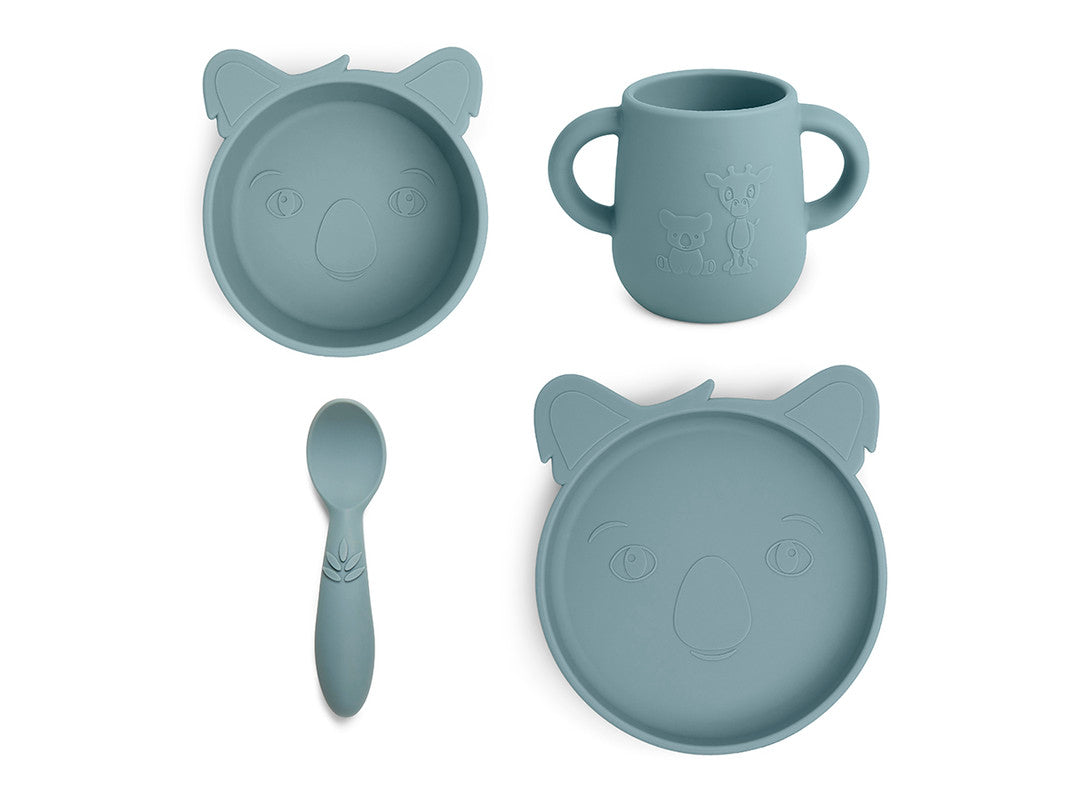 Nuuroo Lykke Silicone Dinner Set 4-pack Koala - Lead - Laadlee