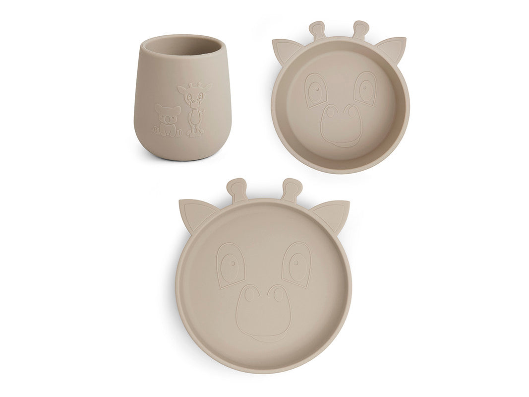 Nuuroo Judi Silicone Dinner Set 3-pack Giraffe - Cobblestone - Laadlee