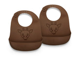 Nuuroo Alfie Silicone Short Bib 2-pack with Print - Acorn - Laadlee