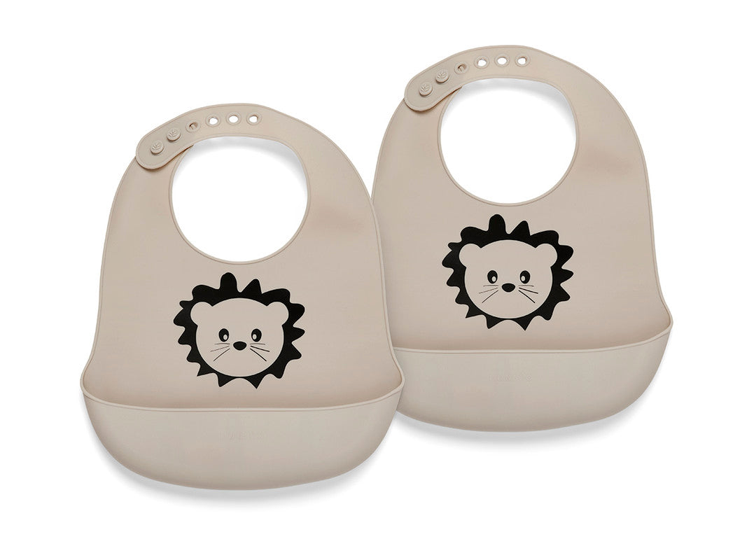 Nuuroo Alfie Silicone Short Bib 2-pack with Print - Cobblestone - Laadlee