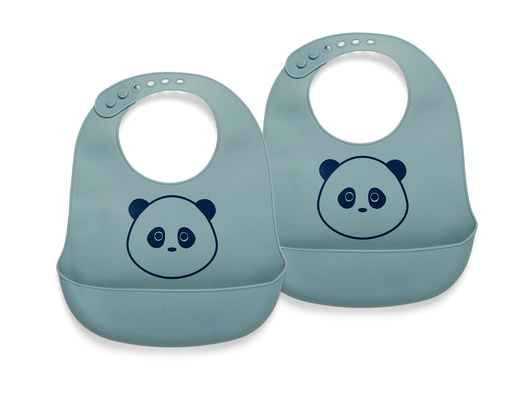 Nuuroo Alfie Silicone Short Bib 2-pack with Print - Lead - Laadlee