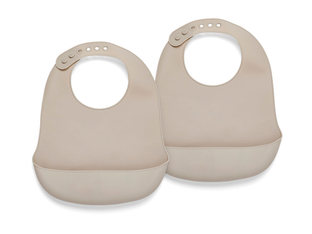 Nuuroo Tex Silicone Short Bib 2-pack Solid - Cobblestone - Laadlee