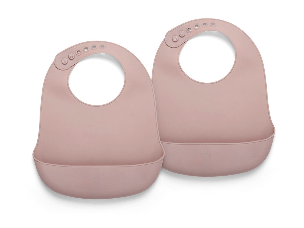 Nuuroo Tex Silicone Short Bib 2-pack Solid - Woodrose - Laadlee