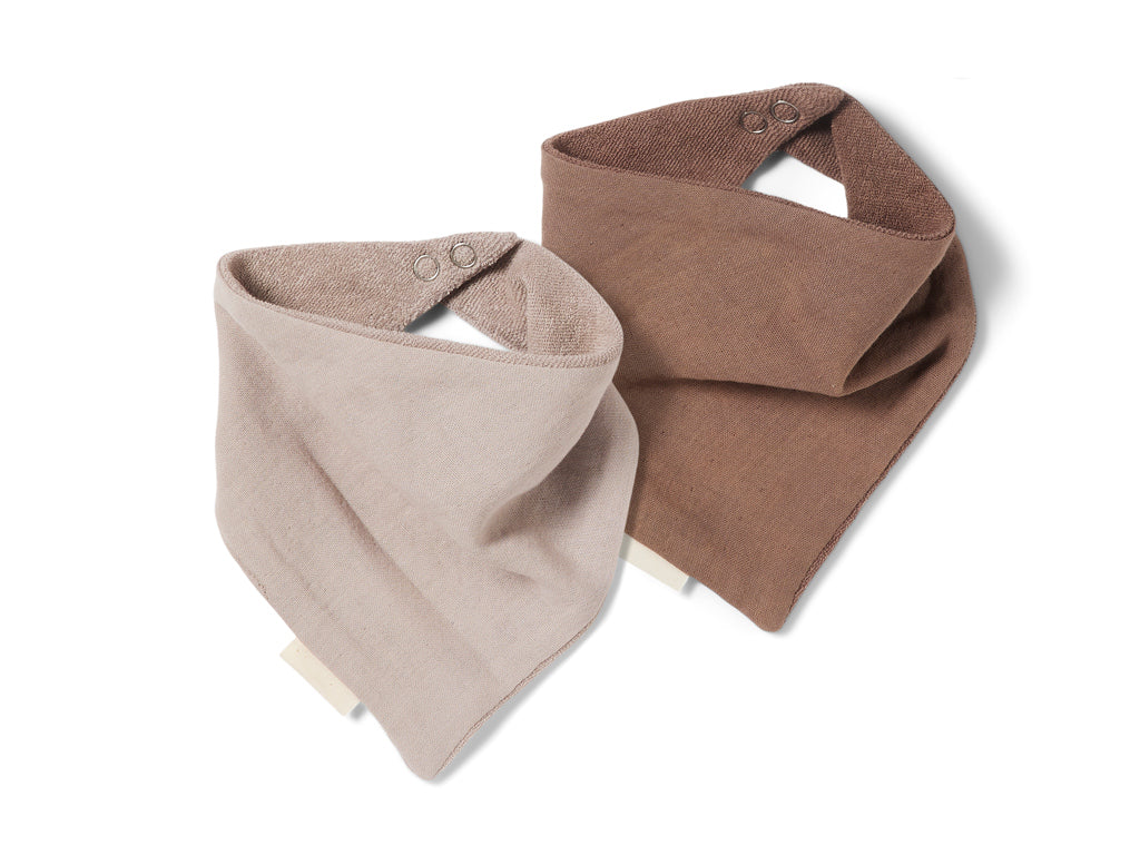 Nuuroo Acile Terry Bib 2-pack - Cobblestone/Cappuccino - Laadlee