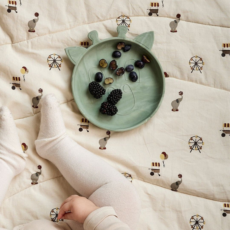 Nuuroo Akila Silicone Plate 2-pack Giraffe - Light Green Mix - Laadlee