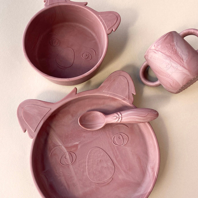 Nuuroo Lykke Silicone Dinner Set 4-pack Koala - Red Mix - Laadlee