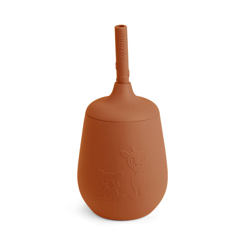 Nuuroo Adita Silicone Cup with Straw - Caramel Cafe - Laadlee