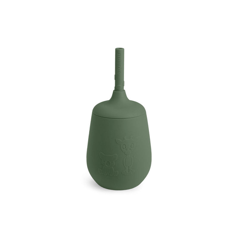 Nuuroo Adita Silicone Cup with Straw - Dusty Green - Laadlee