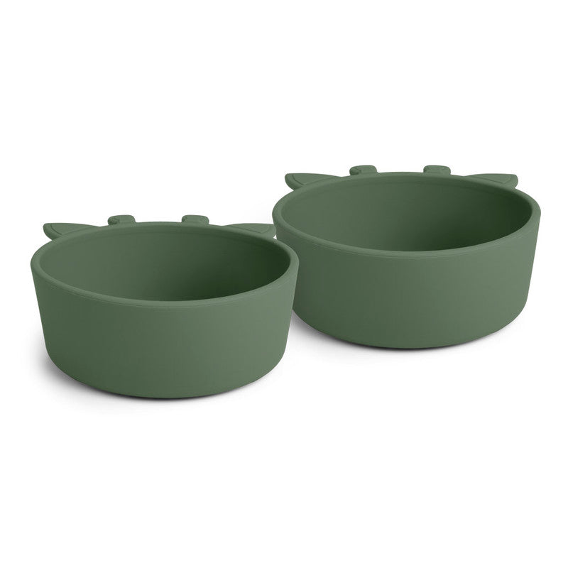 Nuuroo Alex Silicone Deep Plate 2-pack Giraffe - Dusty Green - Laadlee