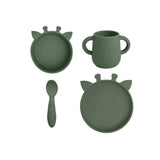 Nuuroo Lykke Silicone Dinner Set 4-pack Giraffe - Dusty Green - Laadlee