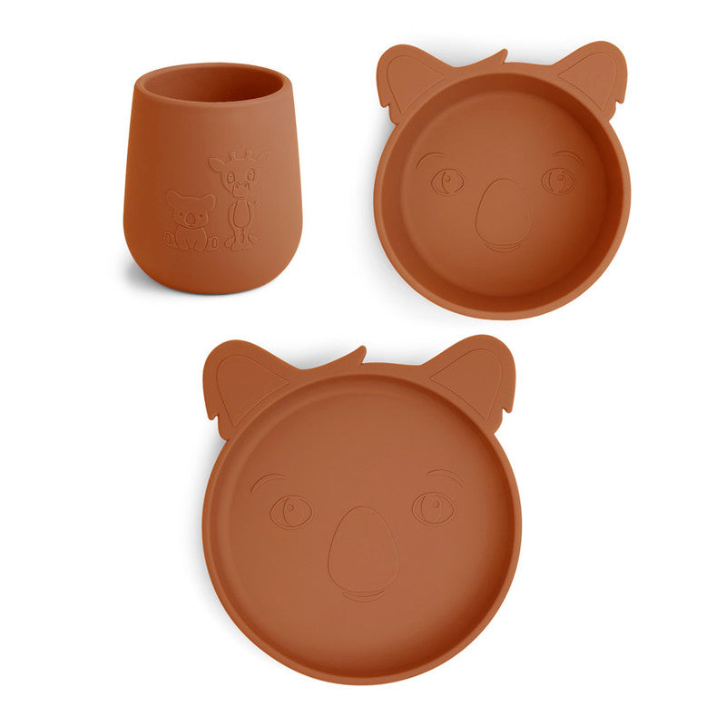 Nuuroo Judi Silicone Dinner Set 3-pack Koala - Caramel Cafe - Laadlee