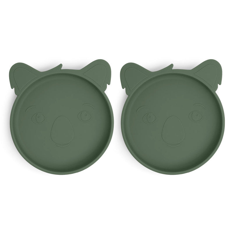 Nuuroo Akila Silicone Plate 2-pack Koala - Dusty Green - Laadlee