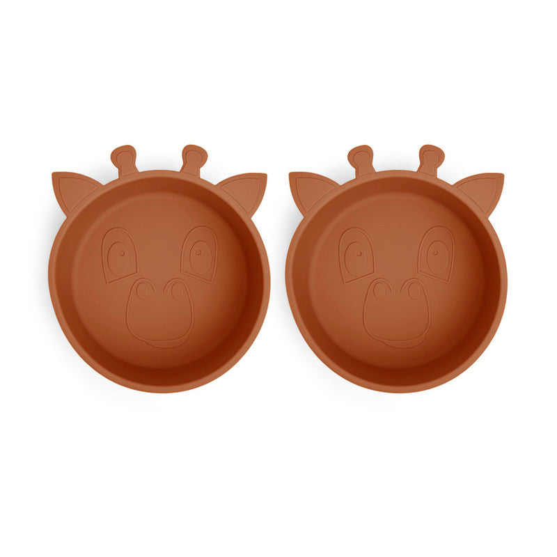Nuuroo Alex Silicone Deep Plate 2-pack Giraffe - Caramel Cafe - Laadlee