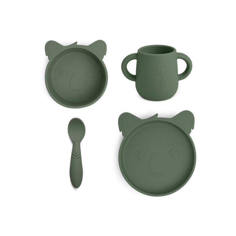 Nuuroo Lykke Silicone Dinner Set 4-pack Koala - Dusty Green - Laadlee