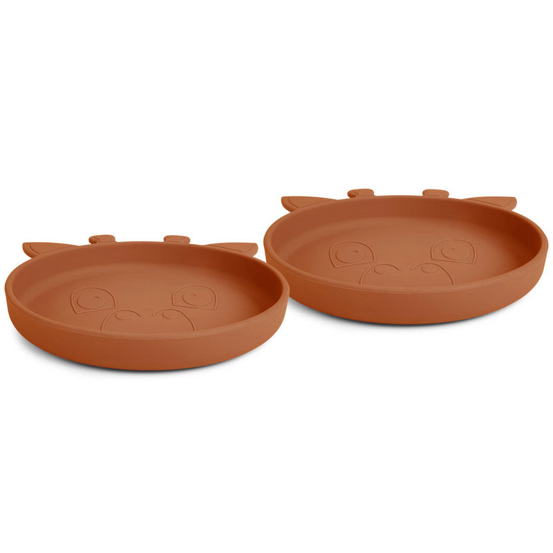 Nuuroo Akila Silicone Plate 2-pack Giraffe - Caramel Cafe - Laadlee