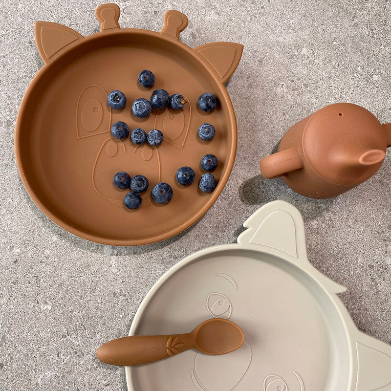 Nuuroo Akila Silicone Plate 2-pack Giraffe - Caramel Cafe - Laadlee
