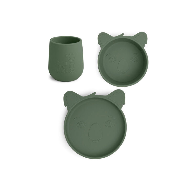 Nuuroo Judi Silicone Dinner Set 3-pack Koala - Dusty Green - Laadlee