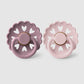 Frigg Fairytale Latex Baby Pacifier 0-6M, 2Pack, Twilight Mauve/White Lilac - Size 1 - Laadlee