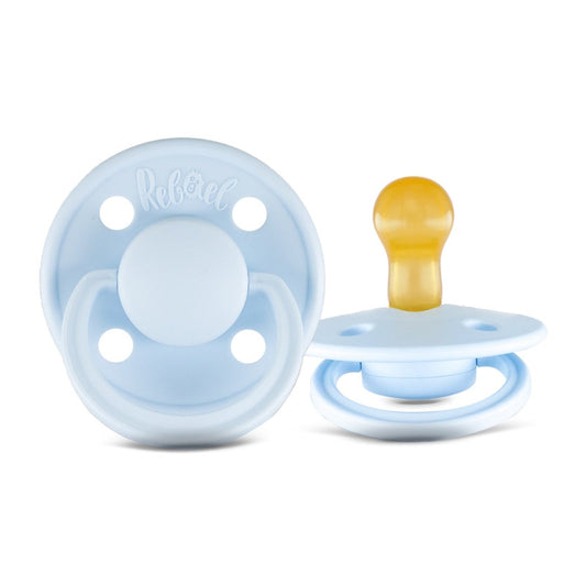 Rebael Mono Round Pacifier Size 1 - Pack of 2 - Almond / Tiny Sky - Laadlee